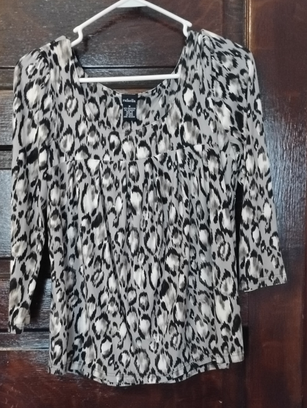 Rafaella Black and Cream Leopard-Print Tunic Top